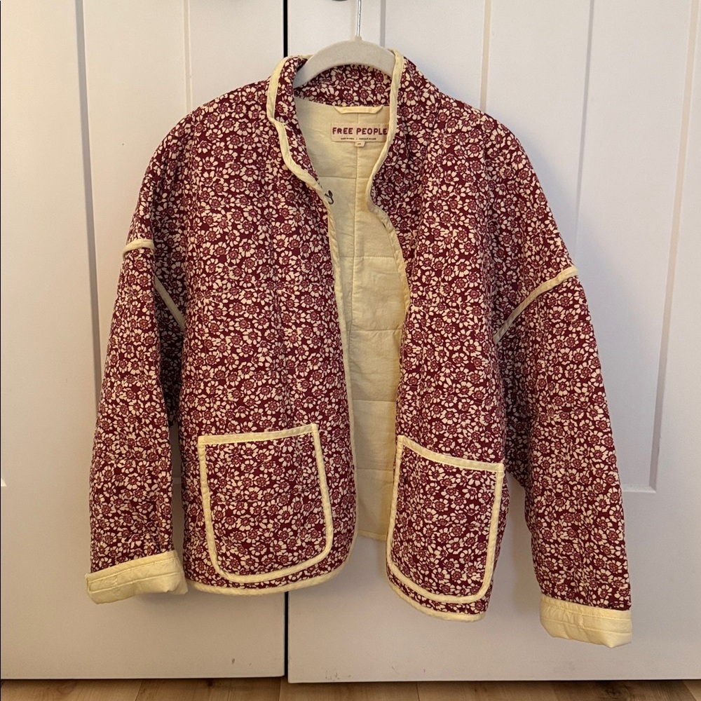 Free People Chloe Jacket Maroon Combo XS